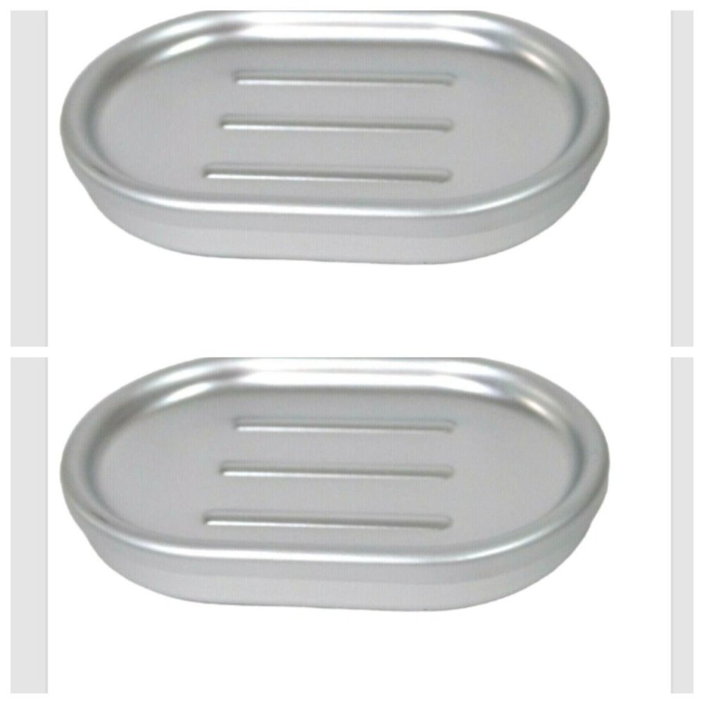 Set of 2 Made By Design Soap Dish Aluminum Silver Bath Bathroom 3.3" x 5" NEW